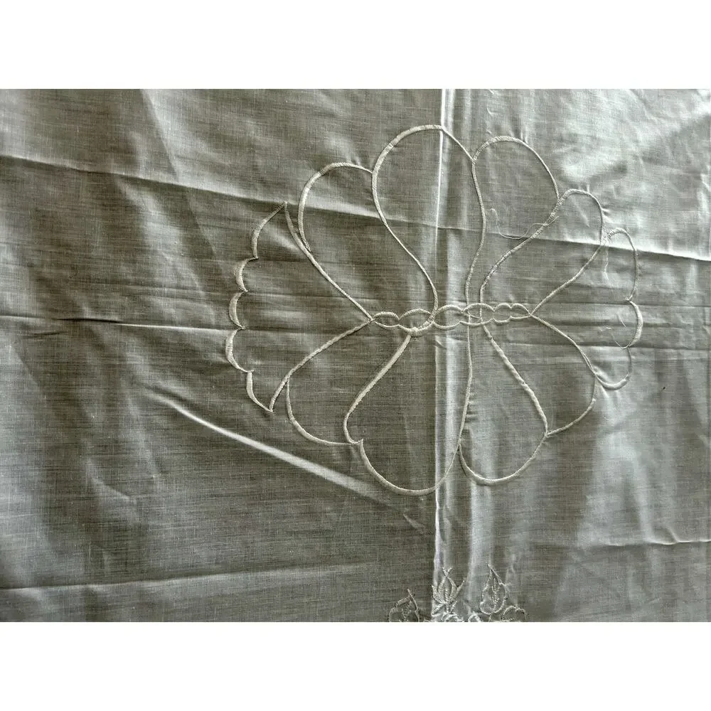 Antique Cotton Bed & Pillow Cover Gold Lace Embroidered 78 X 86 Bed Sheet Duvet